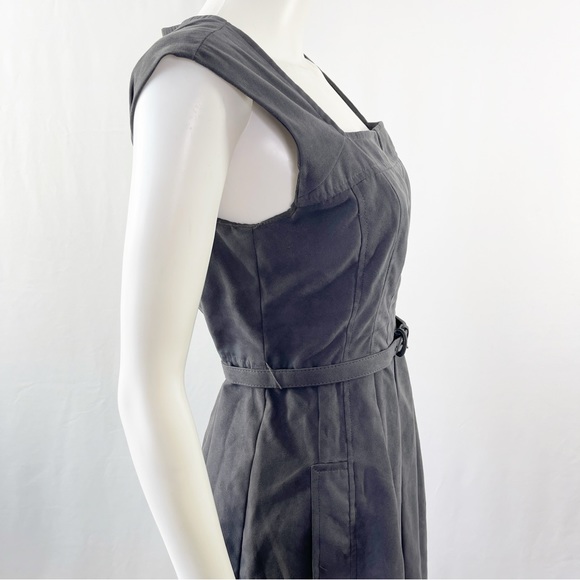 Nanette Lepore Gray Faux Suede Sleeveless Belted A-Line Dress Size 8 - Picture 7 of 12